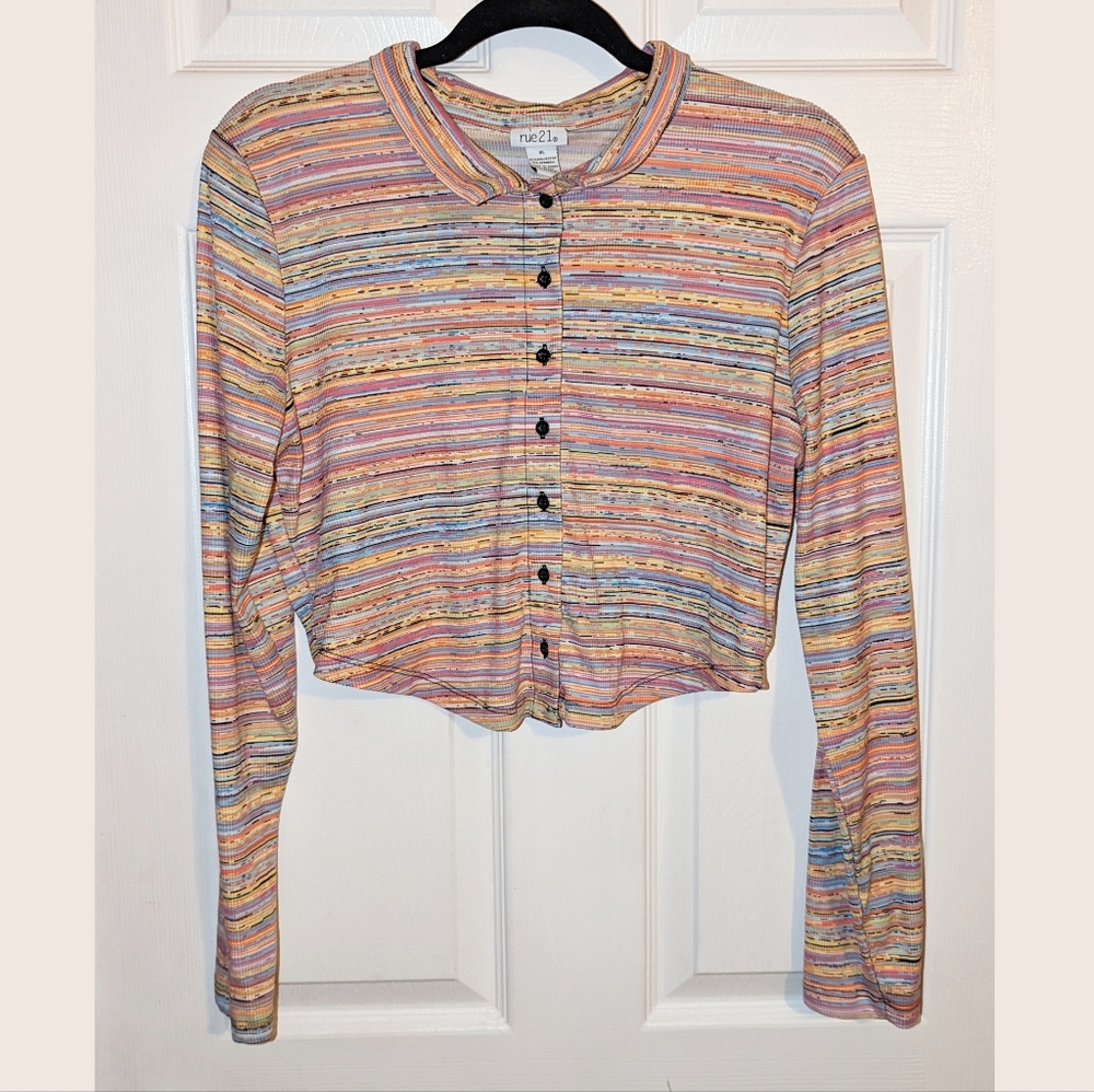 Rue 21 long sleeve button up multicolor short - Sz XL